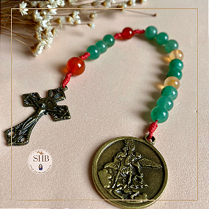 Dezena de São Miguel Arcanjo em Cornalina e Quartzo Verde