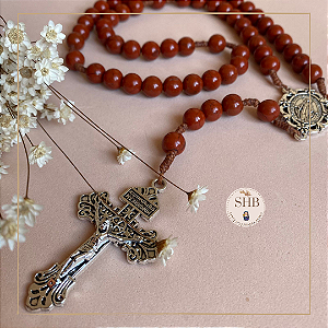 Terço com Medalha de Nossa Senhora das Graças e Jaspe Vermelho - Niquel - 8mm