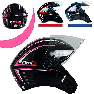 Capacete Fw3 Aberto X Open Preto Original Aprovado Inmetro