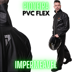 Capa de Chuva conjunto com jaqueta com gola e calça pvc Combate Pioneira
