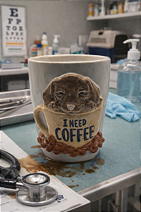 Caneca artesanal cerâmica cão café