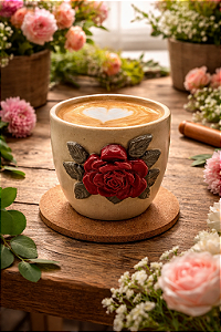 Caneca artesanal cerâmica rosa