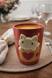 caneca artesanal gatinho suco