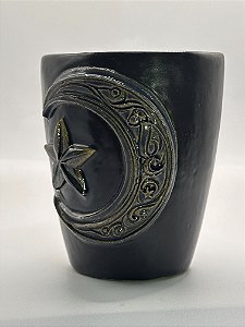 caneca artesanal cerâmica lua minguante