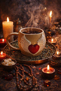 caneca artesanal cerâmica alça coração alado