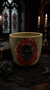 caneca caveira flamejante