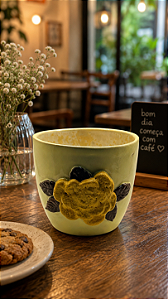 caneca rosa amarela