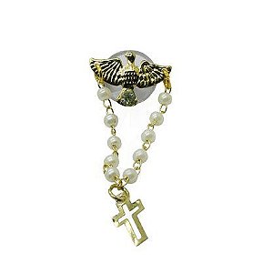 12 Boton Broche Divino Espiro Santo dourado Terço Pérola