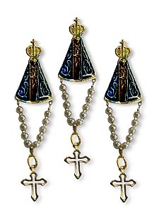 12 Boton Broche Nossa Senhora Aparecida Paz Terço Dourado