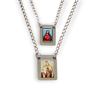 Escapulario Aço Inox Ns do Carmo e Sg de Jesus Colorido