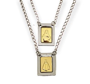 Escapulario Aço Inox Nossa Senhora Aparecida Dourado