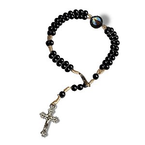 Terço Pulso Nossa Senhora Aparecida preto 22cm