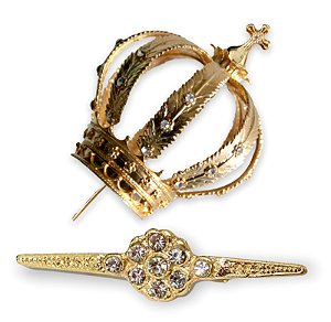 Coroa E Broche Para Imagem de 40cm A 50cm Dourada Luxo