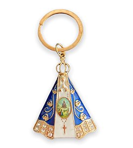 Chaveiro Strass Nossa Senhora Aparecida com Medalha Resinada