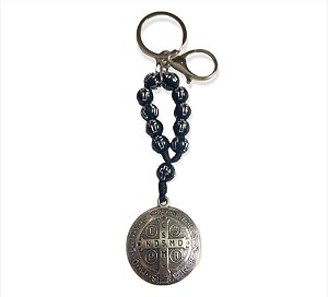 Chaveiro Mosquetão 3D Medalha de São Bento Preto