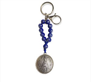 Chaveiro Mosquetão 3D Nossa Senhora Aparecida Azul