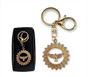Chaveiro Strass Metal Dourado Divino Espirito Santo
