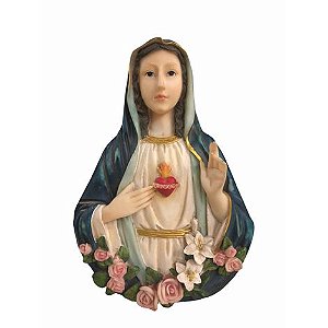 Adorno Porta Parede Sagrado Coração de Maria Resina 25cm