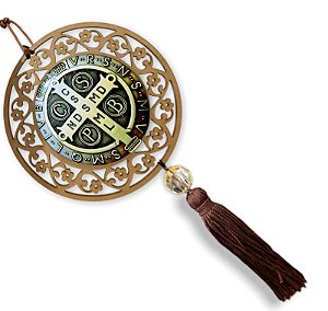 Adorno de Medalha de São Bento Mandala 26cm