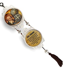Enfeite de Porta Medalha de São Bento Madeira 32cm