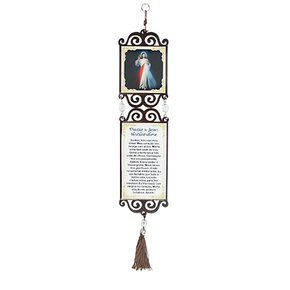 Adorno de Porta Madeira Jesus Misericordioso 45cm