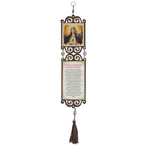Adorno de Porta Madeira Sagrado Coração de Maria 45cm