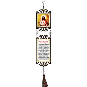 Adorno de Porta Madeira Sagrado Coração de Jesus 45cm