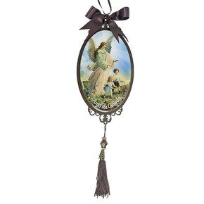 Adorno Enfeite Porta Madeira Anjo da Guarda 30cm