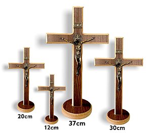 Crucifixo São Bento Parede e Mesa Madeira 35cm