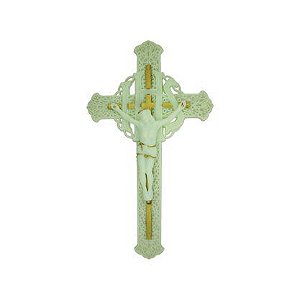 Crucifixo Parede Luminoso Verde Plástico 30cm