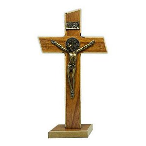 Crucifixo Cruz Parede/Mesa Mdf Athenas São Bento 27cm