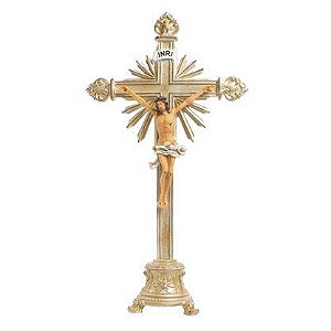 Crucifixo de Mesa Resina Importada Claro 58cm