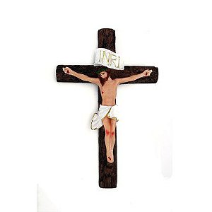 Crucifixo Cruz de Parede Jesus Resina 21cm