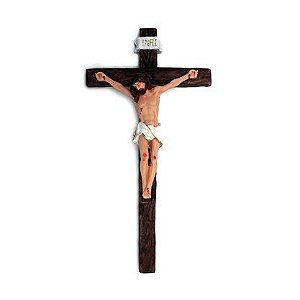 Crucifixo Cruz de Parede Jesus Resina 38cm