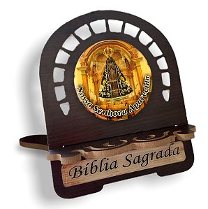 Porta Biblia Nossa Senhora Aparecida Madeira P  22 x 17,5