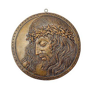 Quadro Face de Cristo em Mármore Bronze 26cm