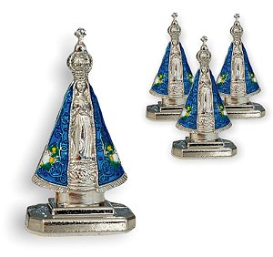 Nossa Senhora Aparecida Painel de Carro Dupla Face 5cm Prata