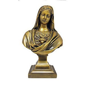 Imagem Busto Imaculado Coração de Maria Mármore Bronze 26cm