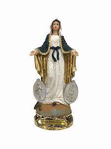 Imagem N Senhora das Graças Medalhas Resina Importada 17cm