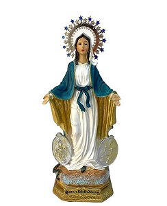 Imagem N Senhora das Graças Resplendor Resina Importada 22cm