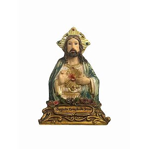 Imagem Busto Sagrado Coração de Jesus Resina Importada 9cm