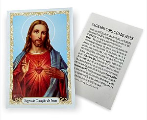 100 Santinho Folheto Oração Sagrado Coração de Jesus
