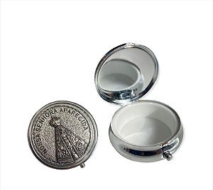 Teca Porta Hostia 5cm Nossa Senhora Aparecida Prata
