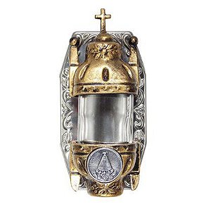 Pia Água Benta Nossa Senhora Aparecida em Metal Dourado 14cm