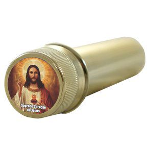 Aspersorio Agua Benta Sagrado Coração de Jesus Acrílico 14cm