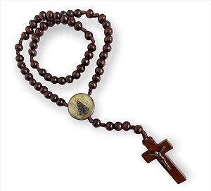 Terço Madeira Medalha Resinada Nossa Senhora Aparecida 32cm