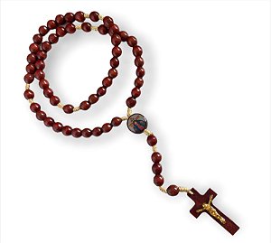 Terço Cordão Madeira Santa Chagas de Jesus 36cm