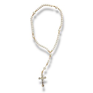 Terço Cordão perola 30cm Branco