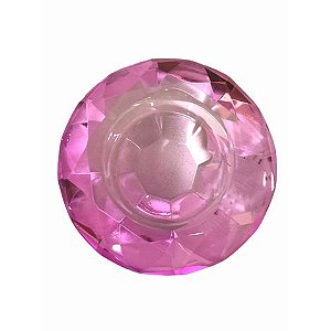 Porta Vela Vidro Cristal Circulo Rosa 8x4