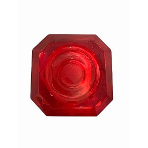 Porta Vela Vidro Cristal Quadrado Vermelho 6x3,5